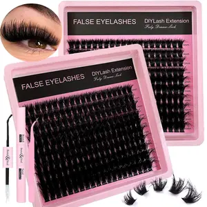 Luxurious Fluffy DIY Cluster Lashes, Mixed Lengths, 0.07mm Russian D Curl, Reusable, Easy for Beginners, 160D/120D/100D/60D/50D