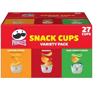 Pringles Potato Crisps Chips, Lunch Snacks, Snack Cups, Variety Pack, 19.3oz Box (27 Cups)
