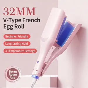 Deep V Egg Roll Waver, 5 Min Quick Styling Hair Tool for Thin Hair & Long Lasting Volume Ceramic Tourmaline Beach/Mermaid Waves