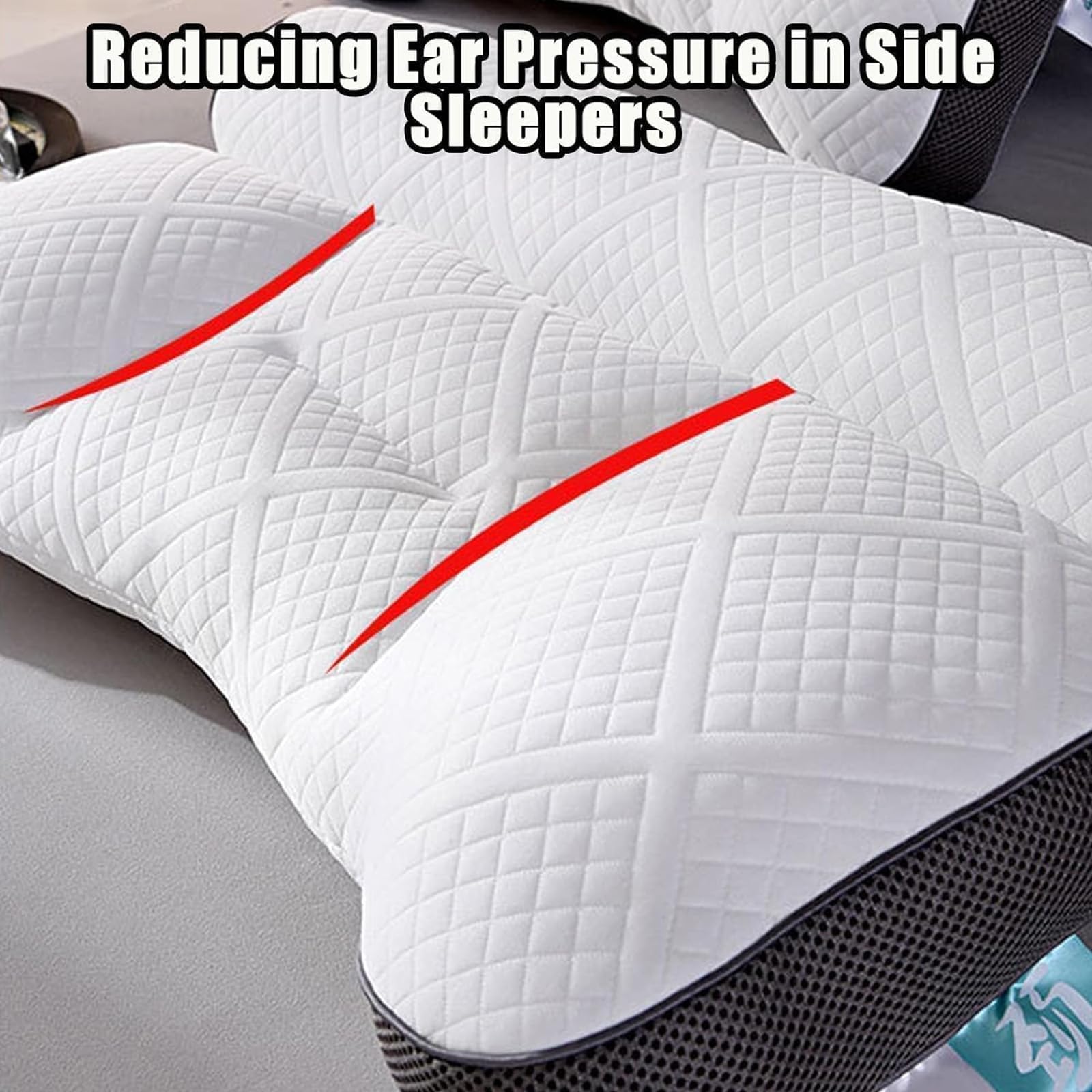 2PC Cervical Breathable Fabric Ergonomic Pillow Contour Orthopedic Neck Traction Pillow for Shoulder Neck Pain Relief Side Sleeper,Cervical Neck Support Massage Pillows Lifting Non Collapsing Breathable