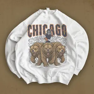 [Sale off up to 65%][Free Ship] Retro Chicago Football Sweatshirt, Vintage Bears 90s Crewneck, Old School Game Day Football Sweater