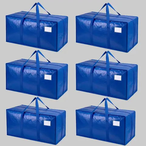 6-Pack of Extra-Large, Heavy-Duty Moving Bags—Waterproof storage bags with handles and zippers, foldable, ideal for college dorms and home storage. #TikTokShopBackToSchool