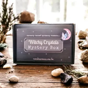 Witchy Crystal Gift Box - Witchcraft Themed Crystal Set with Spheres, Towers, Carvings, and More