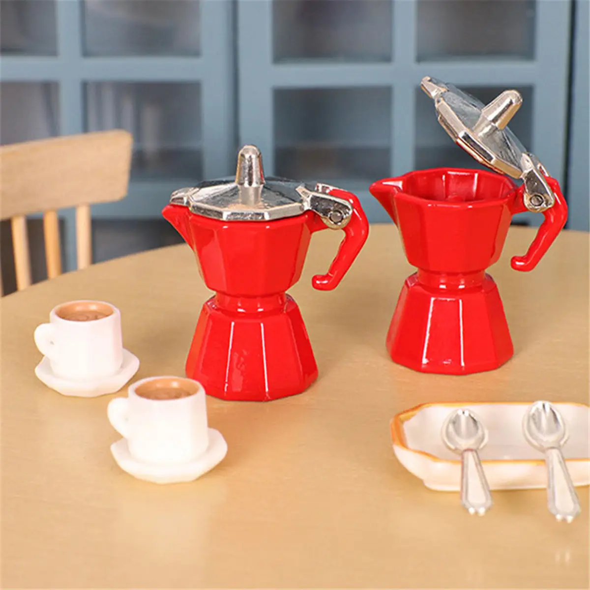 Dollhouse Miniature Simulation Mini Coffee Machine Coffee Cup Dollhouse Coffee Pot Scene Model Ornaments