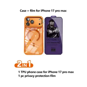 iPhone 17 Pro Max 2-in-1 Premium Gift Set: High-Quality Protective Magnetic Case & Professional Privacy Screen Protector, Magsafe Case with Lens Cover & Hidden Stand, High-Clarity 28° Privacy Film, Accessories