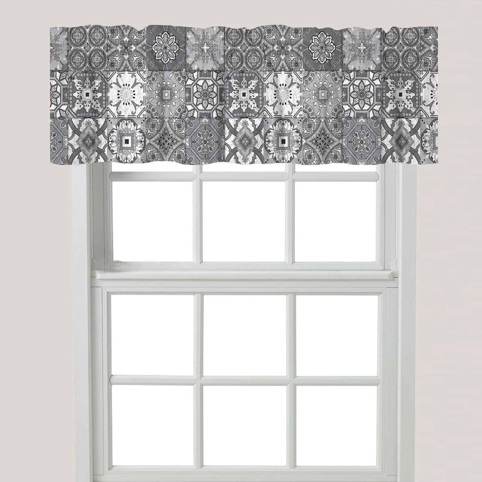 1pc Laural Home Gray Granada Window Valance 18"L x 60"W Rod Pocket Curtain