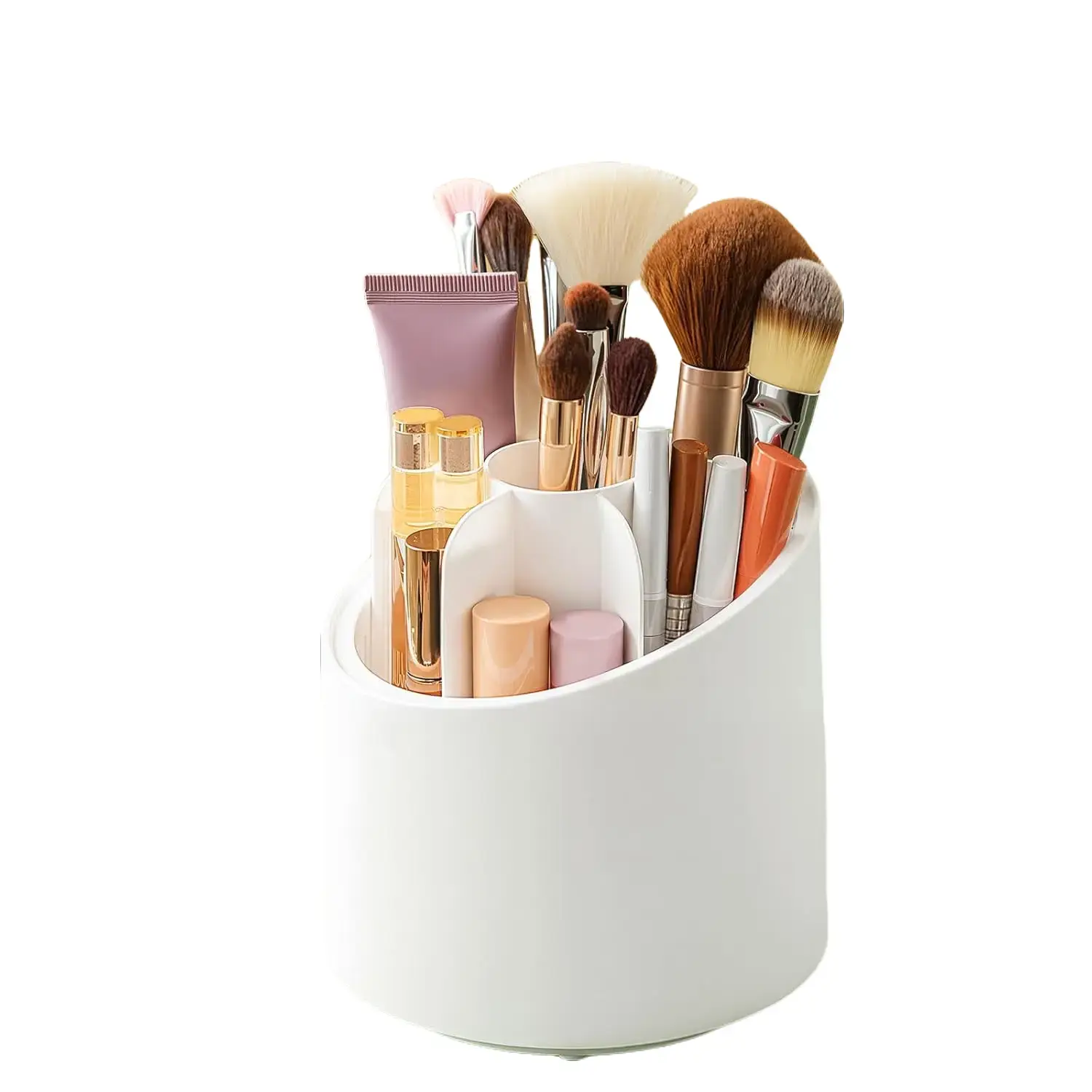 360° Rotating Makeup Organizer - Dustproof Countertop Storage Box for Vanity Makeup Brushes, Desktop Skincare Items, Home Supplies