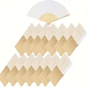 15pcs Traditional Folding Fans, Portable Foldable Paper Hand Fans, Wedding Favors, Party Decorations, Festival Gifts