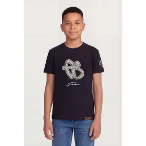Boys Rhinestone Graphic Patch Logo T-Shirt