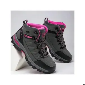Boots anti work shoes safety women's 2025 boots hiking waterproof women's boots outdoor safety boots kitchen soft sole fashionable leather pink