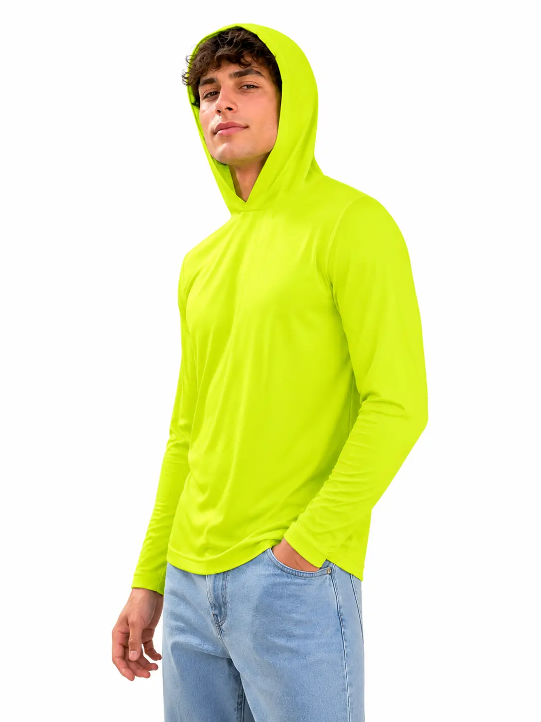 Men's Sporty Long Sleeve Shirt Set, Hooded Quick Dry Top with UPF 50+ Sun Protection for Outdoor Running, Activewear, Athletic, Breathable, Plain, Uv-Protective, Solid, Built For Running, Training, And Play, Running Outfit, All-Seasons, Hood Blocks Uv, Ex