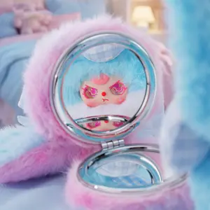Baby Three Makeup Mirror V2 Plush Pendant Blind Box, Cute Cartoon Doll Ornaments, Surprise Mystery Toys for Girls, Birthday Christmas Gift, Home Desktop Decoration, Random Style Collectible Figurine