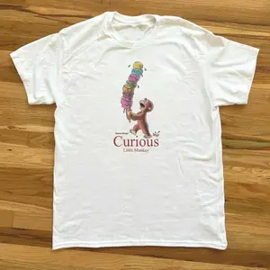 Curious Monkey Ice Cream Graphic Tee, Curious georgeee tshirt – Cute Cartoon Banana Split Design, Funny Kidscore Aesthetic Shirt, Unisex Gift Idea, unisex shirt, gift