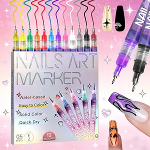 Nail Doodle Pen for DIY Nail Art Quick Drying Acrylic Painting and 3D Dot Embroidery Acrylic Nail - On Nails Quick Drying Dot Stitching Nail Art Pen