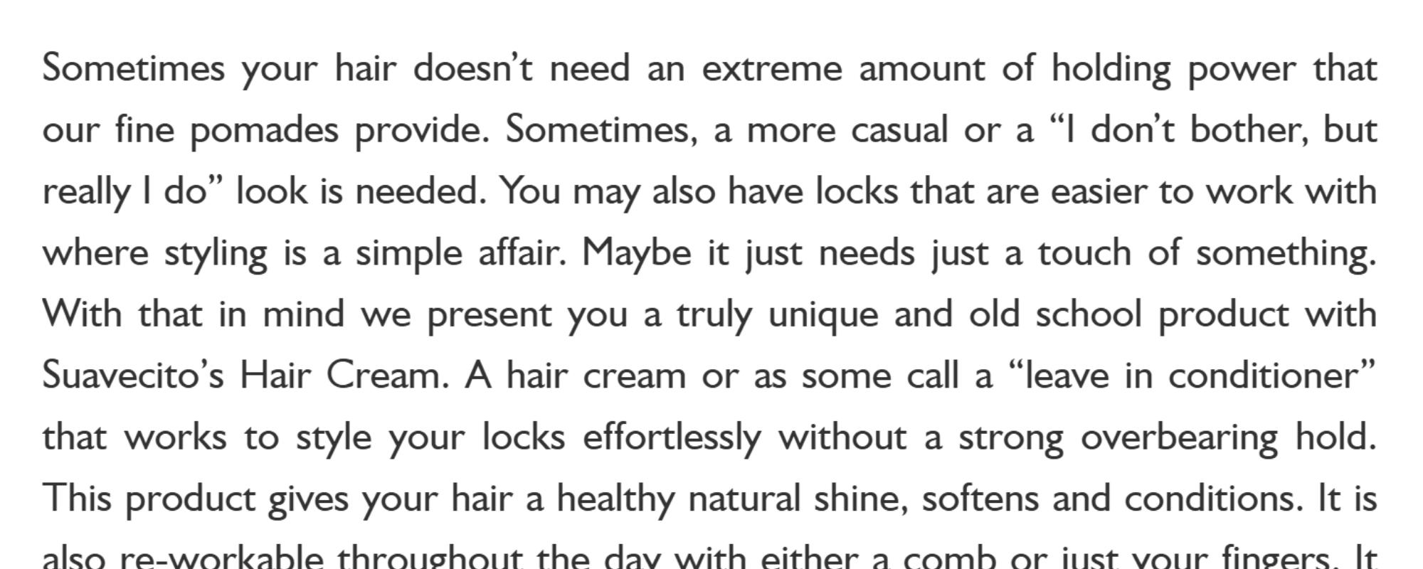 Suavecito Hair Cream - Hair Styling Cream For Men - Loose Hold + Add Healthy Shine Suavecito Hair Cream - Hair Styling Cream For Men - Loose Hold + Add Healthy Shine