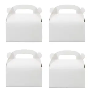 30-Pack White Party Favor Treat Boxes, Goodie Gable Paper Gift Boxes with Handles. Perfect for Wedding, Birthday, Graduation, Babyshower.