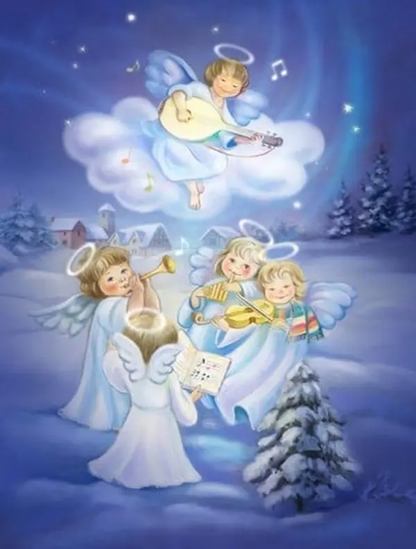 Carolines Treasures APH6028CHF Angels Around the Tree Canvas House-Size Flag, Garden Decor, Wall Artwork