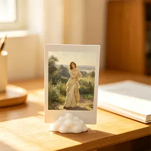 1/5 Pcs 3D Printed PLA Cloud Photo Frame, Fluffy Cloud Design Desktop Display Stand, Multifunctional Desk Organizer, Ideal for bedroom & office, suitable for photos, cards and memo notes.