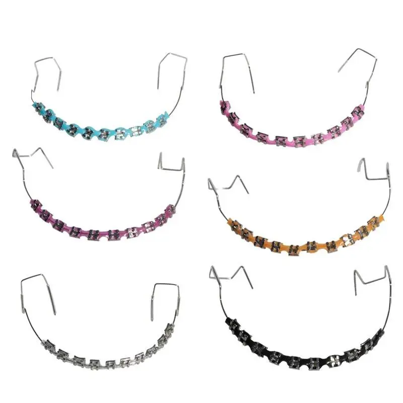 (New)Colorful Hook-Shaped Temporary Tooth Decoration with Wire, Metal Bracket & Orthodontic Ligature for Beautiful Decorative Use Charms Oral Beads Beaded Jewelry