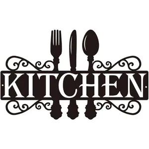 Kitchen Metal Sign, 1 Count Farmhouse Style Cooking Gift, Durable Decorative Wall Hanging Decor with Decorative Appeal and Farmhouse Charm for Kitchen Restaurant Coffee Shop Home