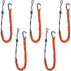 Tool Lanyard with Strap 5Pcs, 31.5 "-43.3" Extendable Length Lanyard with Carabiner and Loop End, Scaffolding Roofing Fall Protection Tool Belts Accessories