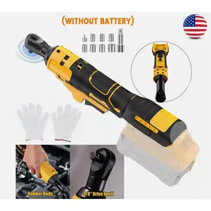Brushless Cordless Electric Ratchet Wrench 3/8" Compatible with Dewalt 20V Li-Ion Battery, Variable Speed with LED Light
