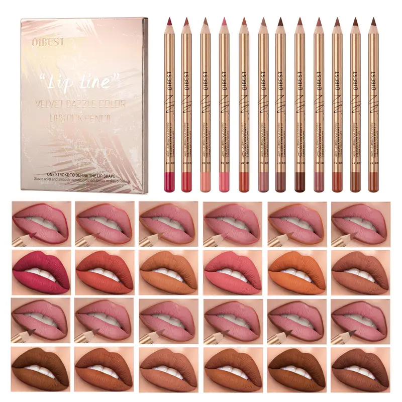 QIBEST Women's Long-Lasting Matte Lip Liner Pencils Multi-Pack - Flawless Easy-Coloring Cosmetic Makeup Kits for Beauty Enthusiasts