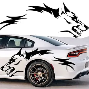 2Pcs Red-Eyed Wolf Head Irregular Stickers, Waterproof Vinyl Decals, Cool Automotive Decor Toys