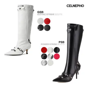 CELNEPHO Gothic Boots for Women Pointed Toe Metal Rivet Tassel Stiletto Dress Boots Kitten Heel Zipper Closure Dressy Party Date Valentine Gift Wedding Fashion Booties