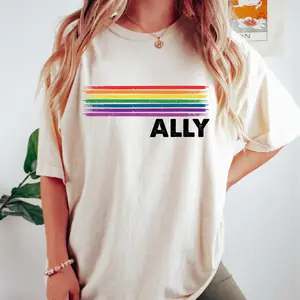 Retro Ally Shirt, Pride Month T-shirt, Social Justice Crewneck, Support Gift, Pride Tee, Trans Ally Shirt, Full Size
