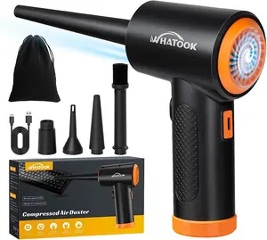 WHATOOK Cordless Compressed Air Duster with 3 Speeds LED Light Portable Electric Air Blower for Keyboard PC Car Cleaning Fathersdaygift