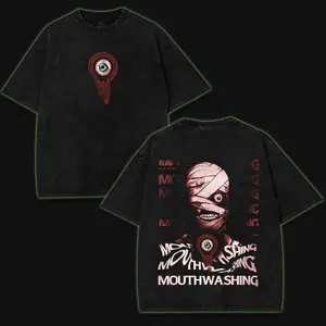 Mouthwashing Unisex Acid Washed Lightweight Cotton T-Shirt, Video Games, Horror Vintage tee Shirt, Game Fan, Streetwear Tops Black Fabric Menswear