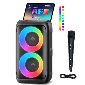 Portable Karaoke Machine for Adults - Bluetooth Speaker with 1 Wired Mic & Colorful Lights, Floorstanding Party Speaker Supporting TWS/AUX/USB/TF Card, Perfect for Home, Party & Camping