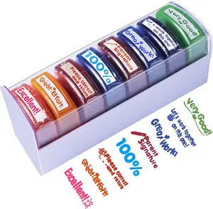 Teacher Stamps for Classroom Grading – 8PCS Self-Inking Rectangular Teacher Stamp Colorful Stamps for Teachers with Motivational Messages Perfect Classroom Supplies & Gifts for Homeschool
