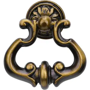 5 Pack 2 Inch Vintage Cabinet Pulls, Antique Brass, Zinc Alloy and Bronze, Ambidextrous, 2 Inches x 2 Inches