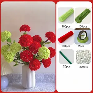 524-Piece Pipe Cleaning Tool Flower Kit with Snowball Stem Flowers DIY Bouquet Supplies with Flower Stems and Tape for Mother's Day or Graduation Gifts, Craftsmanship, Creative DIY Flowers