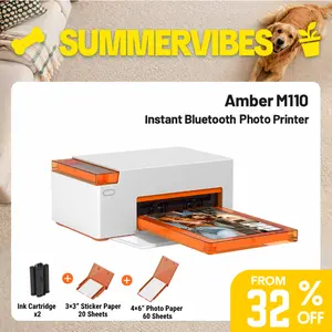 [LIVE ONLY] Liene Amber M110 Instant Bluetooth Photo Printer 80 Sheets, Photo Printer for iPhone, Thermal Dye Sublimation, Picture Printer 60 Sheets 4x6 Paper & 20 Sheets 3" Square Sticker Paper & 2 Cartridges, New Arrivals,TechVibes