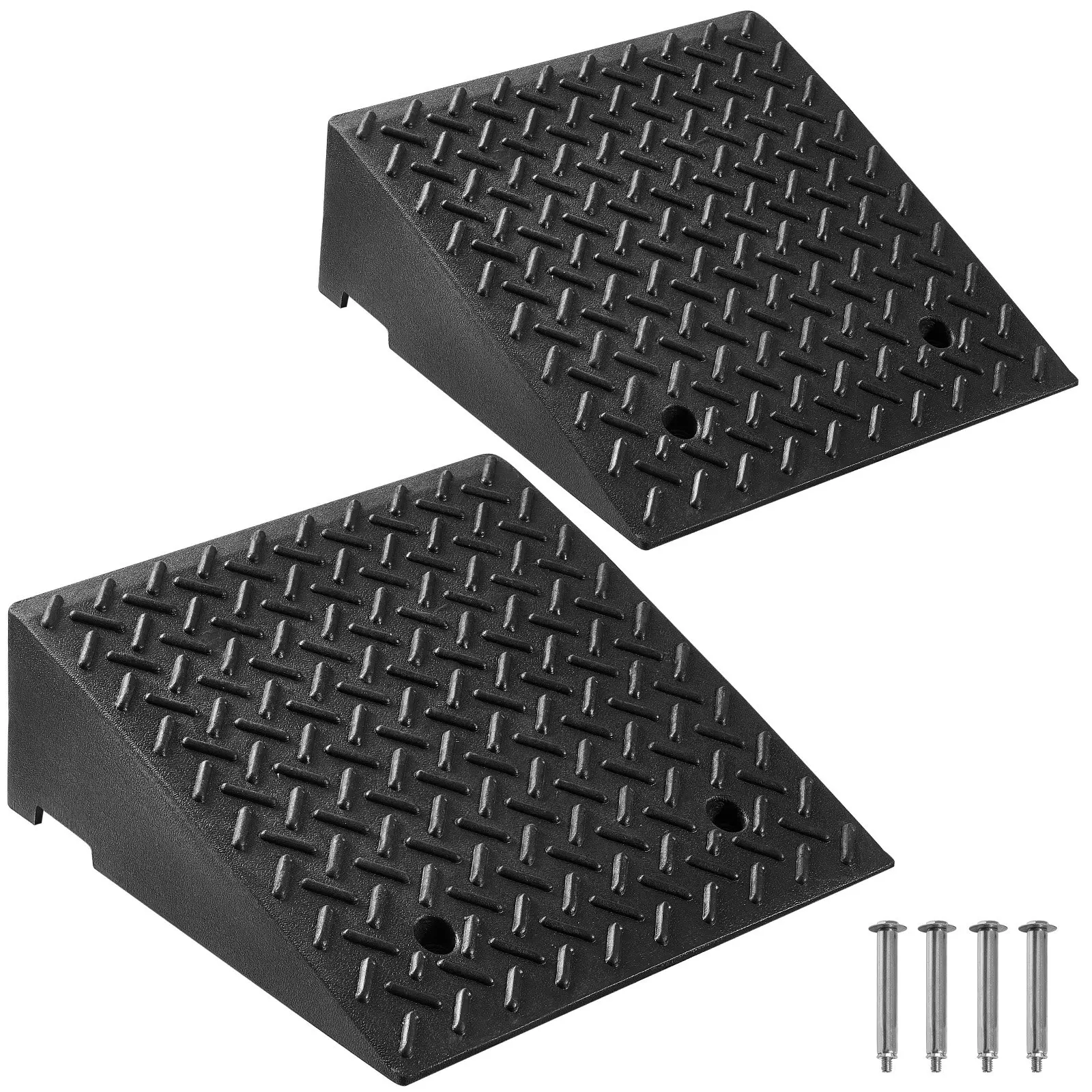 VEVOR Driveway Curb Ramp, 7000 lbs Load Capacity, 7 Inches Rise Height Heavy Duty Curbside Bridge Ramp with Drainage Tank for Wheelchairs, Strollers, Motorcycles, Cars, Lawn Mowers & Trailers, 2 Pack