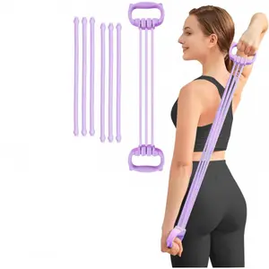 6 Gear Adjustable Resistance Exercise Bands, Comfort Grip Fitness Stretch Bands, Full Body Strength Training Bands for Arms Chest Back Workout Home Gym Pilates Sports Unisex