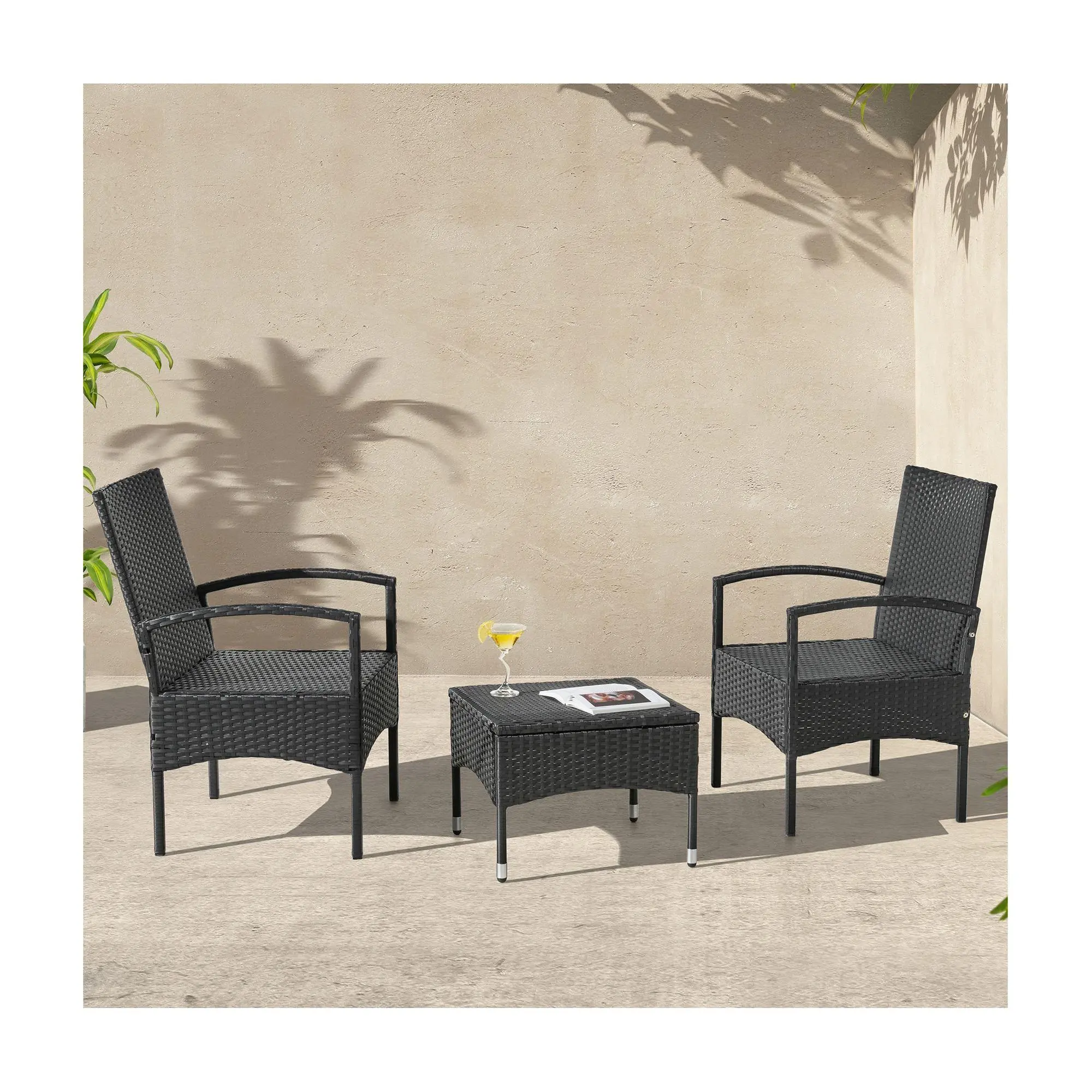 Lavish Home Patio Furniture 3-Piece Rattan Seating Combo