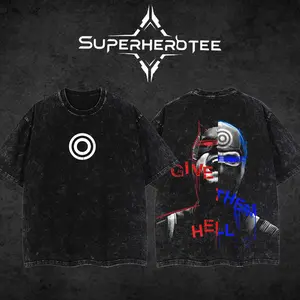 [ superhero tee ] The Supervillain Bullseye s1- Daredevil’s enemy MCU Comics Edition Double Printed Oversize Lightweight Acid Washed Tee Hoodie Sweater TV Series Graphic Design Top Cotton Streetwear Comic Superheroes T-Shirt Menswear GREY