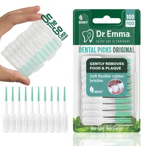 Rubber Mint Toothpicks for Oral Hygiene and Fresh Breath, Plaque Removal Tool, Efficient Easy Cleaning, Suitable for Home or Travel Use