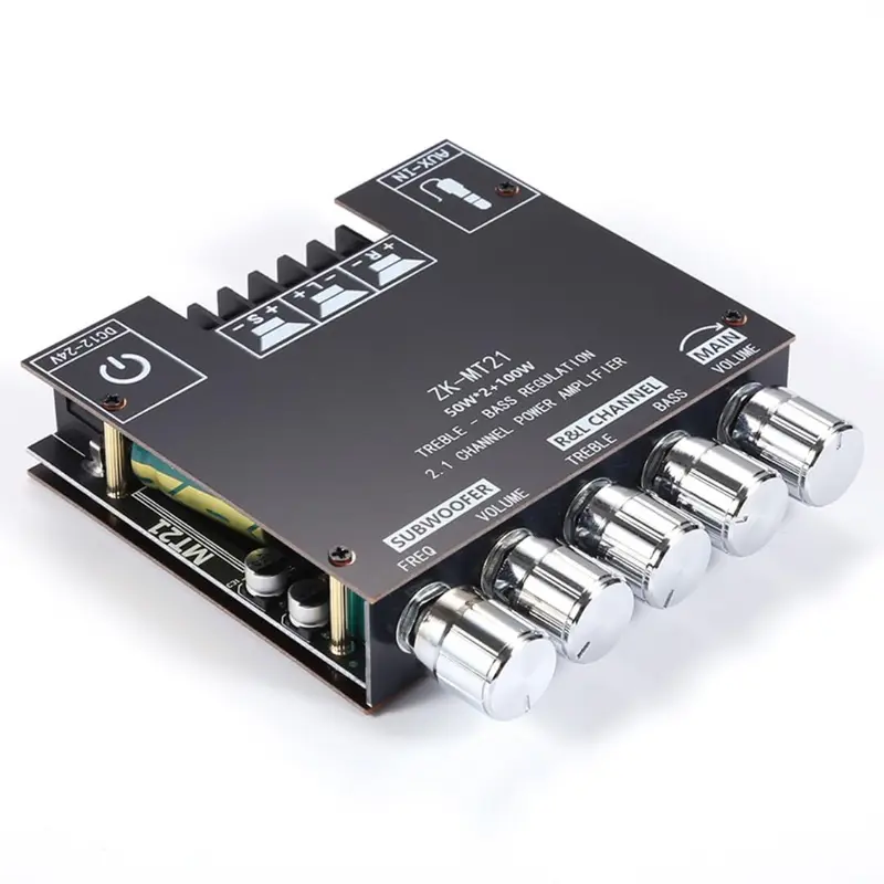 GJANSH ZK-MT21 Bluetooth 5.0 Amp Board 2.1CH 50W+50W+100W aptX Low Latency, AUX/Bluetooth Input for Home Theater,Car Audio,Speakers,Subwoofer