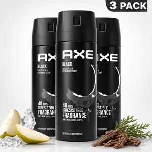 AXE Black Deodorant Body Spray Multi-Pack Bundle (3-Count, 5oz/150ml) - Frozen Pear & Cedarwood, 48-Hour Fragrance summerwins