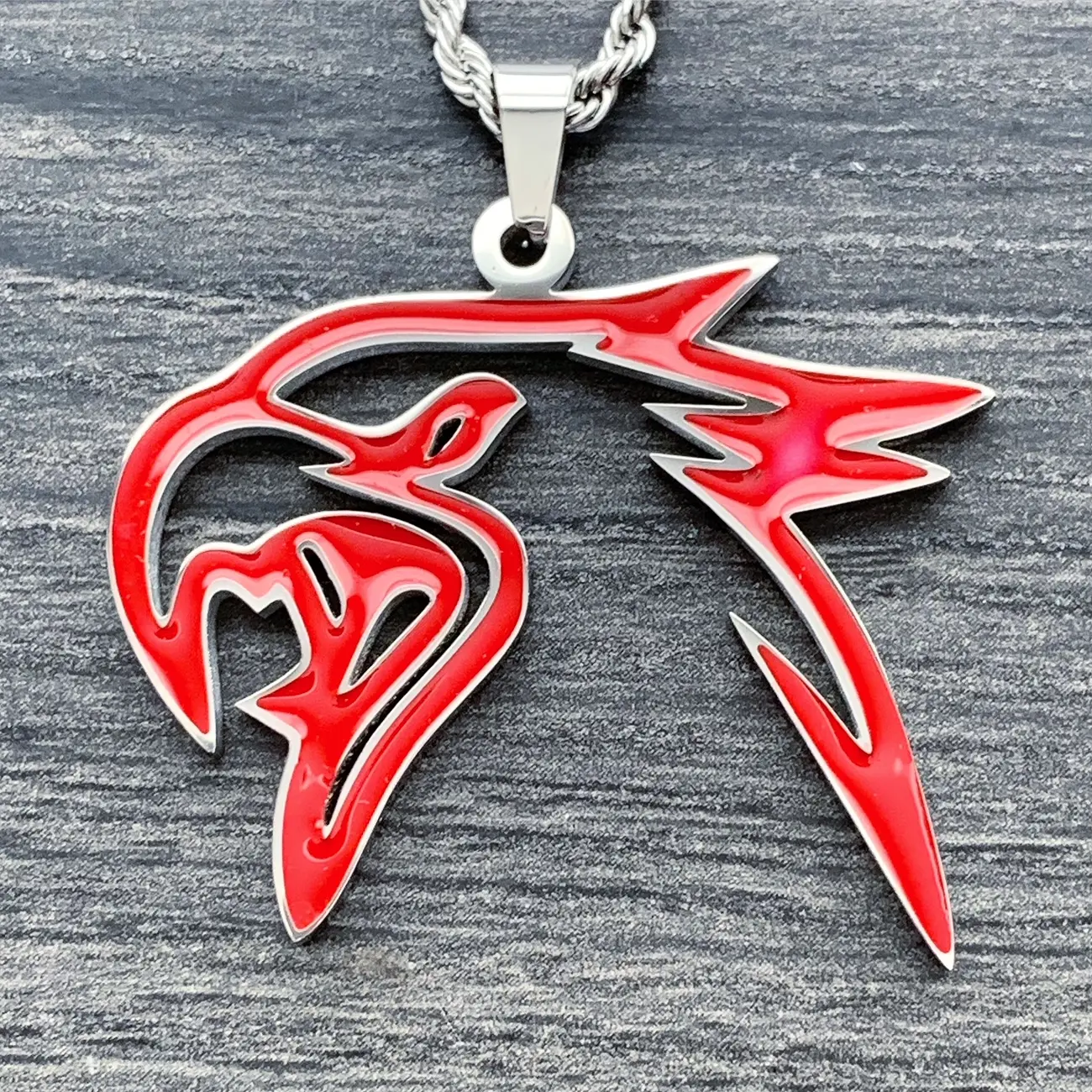 $5.86 shipping on this order Red Trackhawk Necklace SRT - 1.5" Mirror Polished Pendant in Solid 316L Stainless Steel with Red Enamel Finish Choice of Chain Free Gift Included