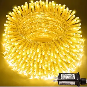 66ft 200 LED Christmas String Lights Indoor Outdoor Waterproof, Warm White Christmas Lights Clear Wire, 8 Modes Twinkle Lights Plug in for Tree Room Bedroom Wedding Christmas Decorations（warm white)