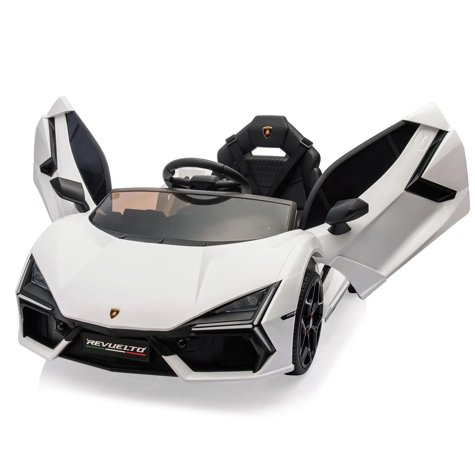 GARVEE Licensed 12V Lamborghini Look Revuelto Electric Ride On Car for 37+ Months Kids, Battery-Powered Sports Toy with Parent Control, Self-Driving, Remote, Bluetooth, LED Lights, Music Feature, Ride On Wheels, Steering Wheel, Foot Pedal, Rechargeable
