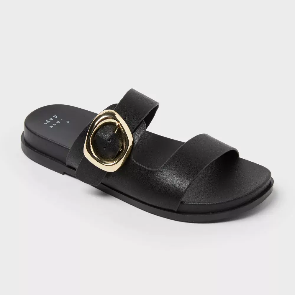 Women’s Meg Sandals with Memory Foam Insole - A New Day Black 5