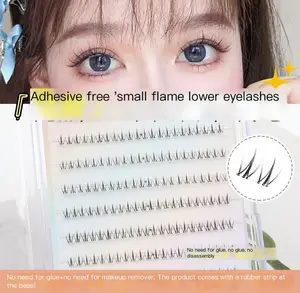 No-Glue Self-Adhesive False Eyelashes - Natural Wispy Sunflower Lower Lashes, Cluster Segmented DIY Extension