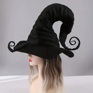 Oversized Ruffled Witch Hat | Gothic Pointed Rotating Design - Premium Fabric for Halloween, Christmas & All Festivals